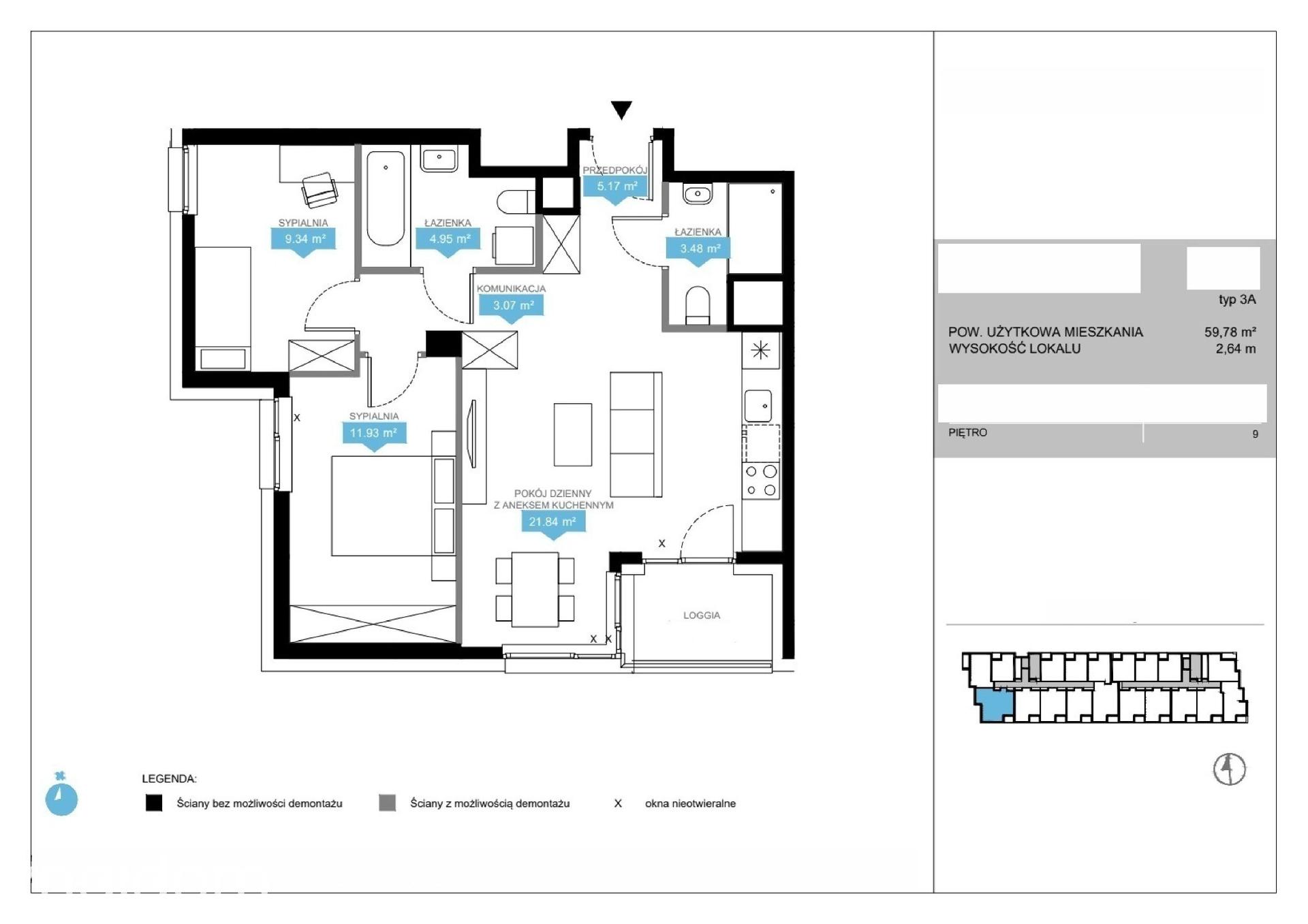 Mieszkanie 3-pokojowe 59.8m² - Flow etap IV bud B4 - Flow etap IV bud B4