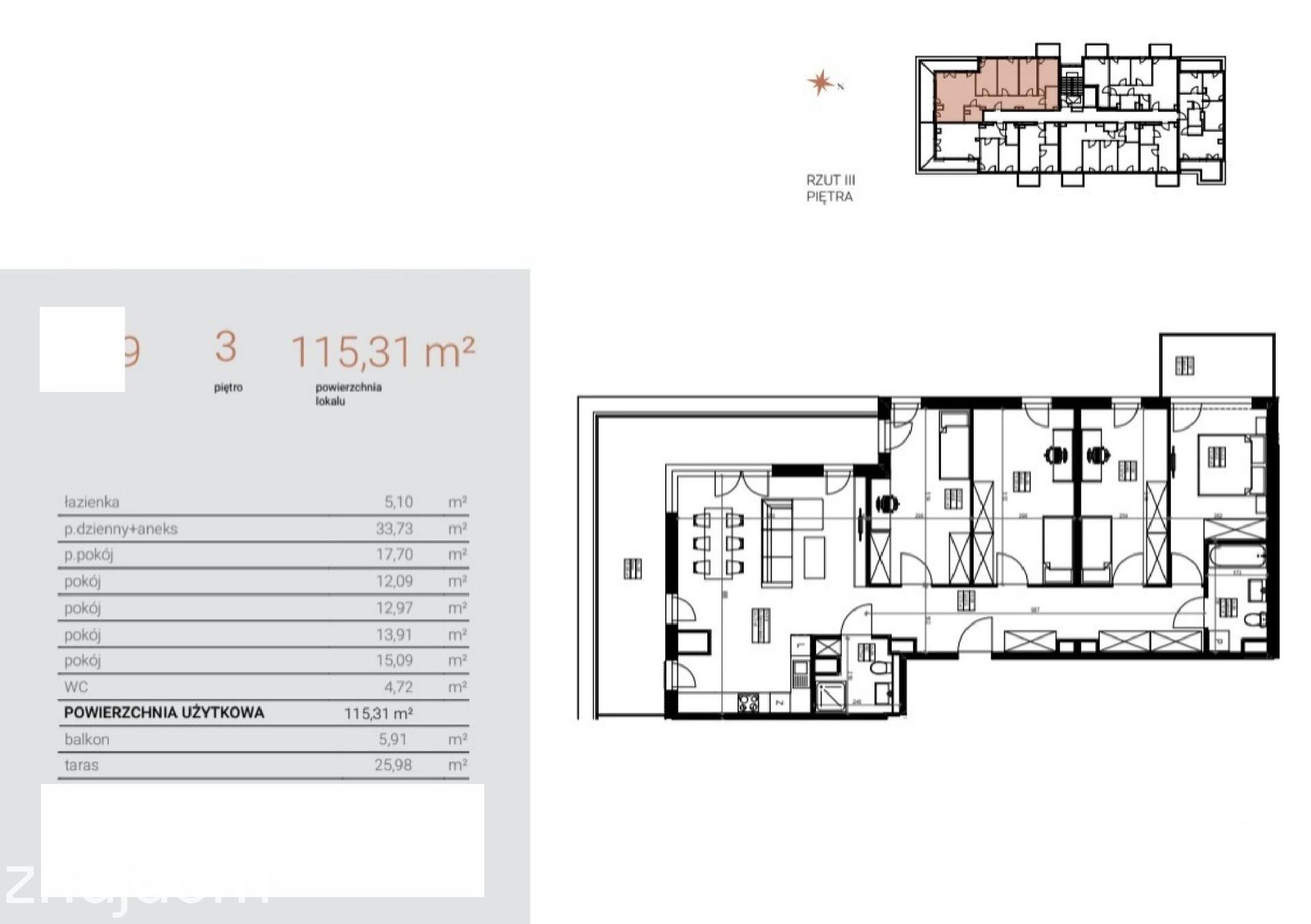 Mieszkanie 5-pokojowe 115.3m² - Nowe Flisy bud. H - Nowe Flisy bud. H