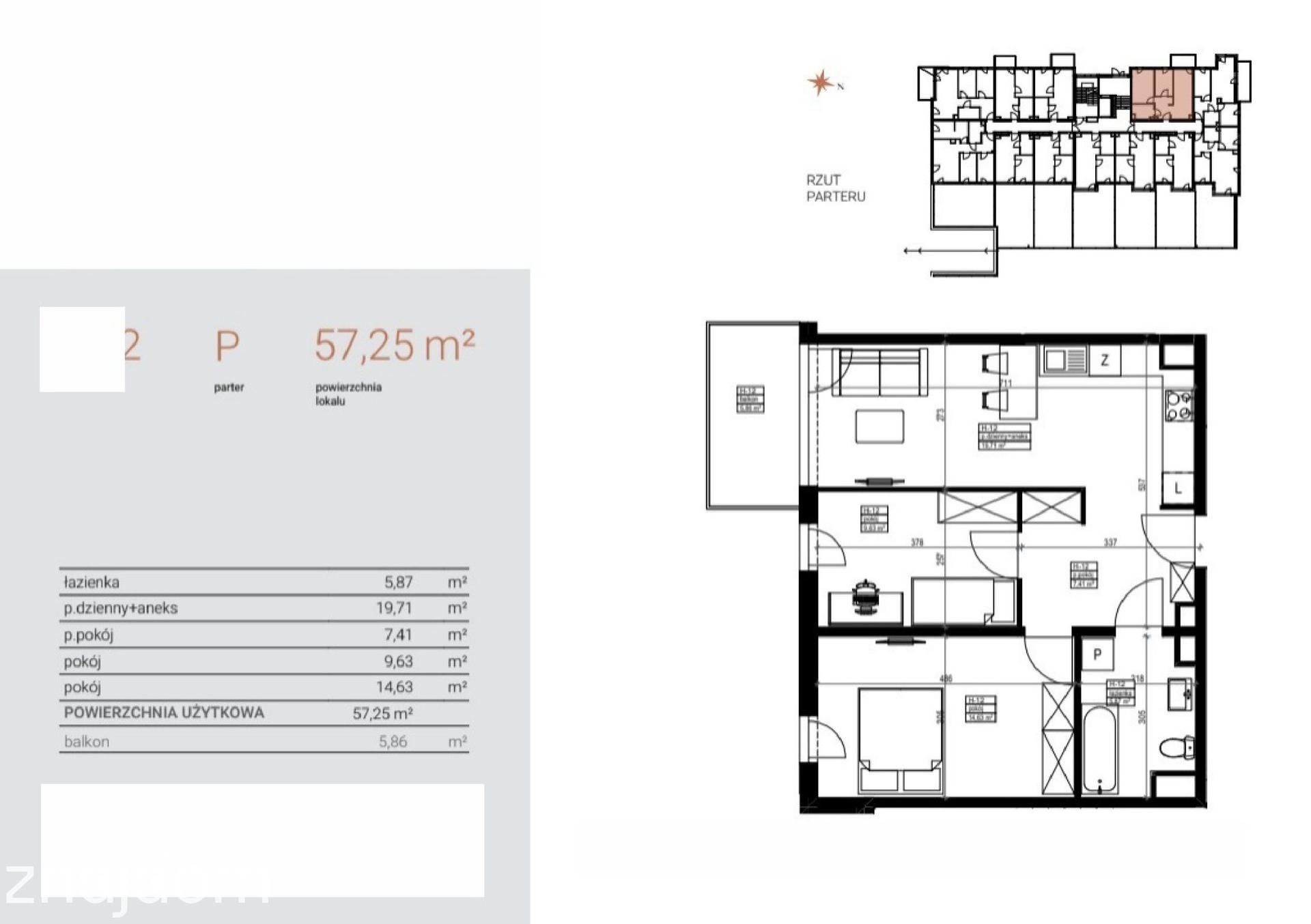 Mieszkanie 3-pokojowe 57.3m² - Nowe Flisy bud. H - Nowe Flisy bud. H