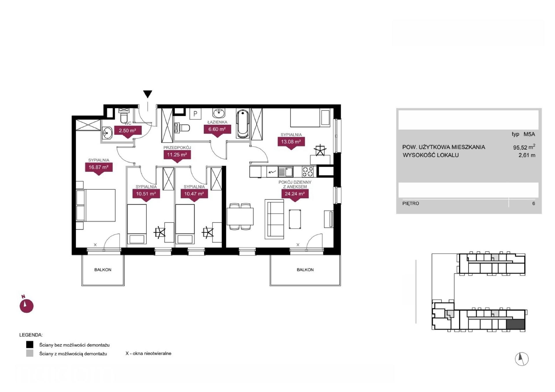 Mieszkanie 5-pokojowe 95.5m² - Wieża Jeżyce etap III - Wieża Jeżyce etap III
