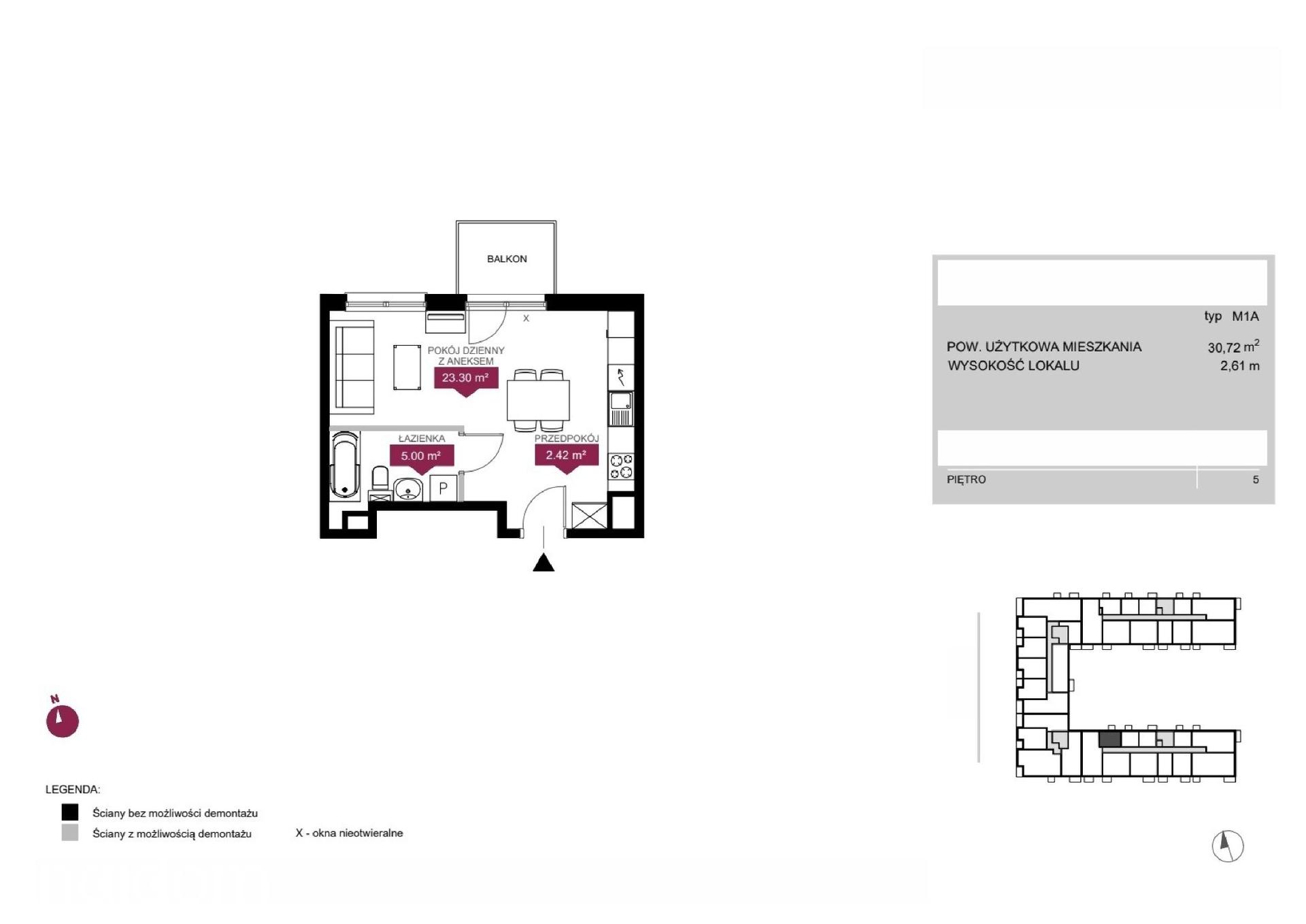 Mieszkanie 1-pokojowe 30.7m² - Wieża Jeżyce etap III - Wieża Jeżyce etap III