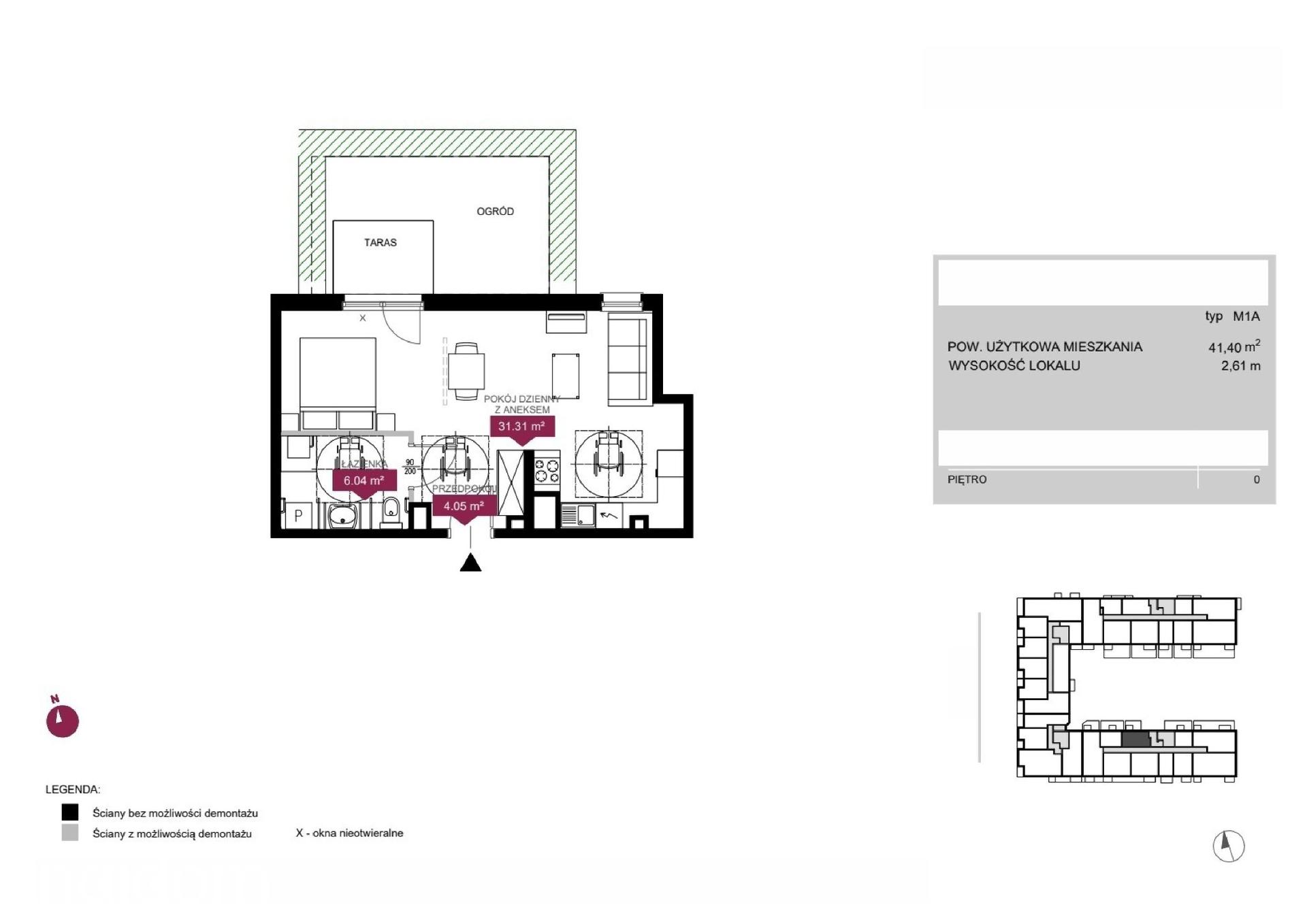 Mieszkanie 1-pokojowe 41.4m² - Wieża Jeżyce etap III - Wieża Jeżyce etap III