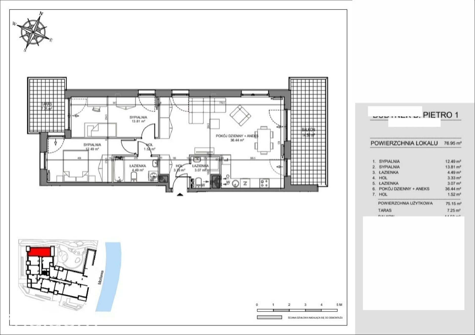 Mieszkanie 3-pokojowe 93.9m² - Apartamenty Kapitanat - Apartamenty Kapitanat