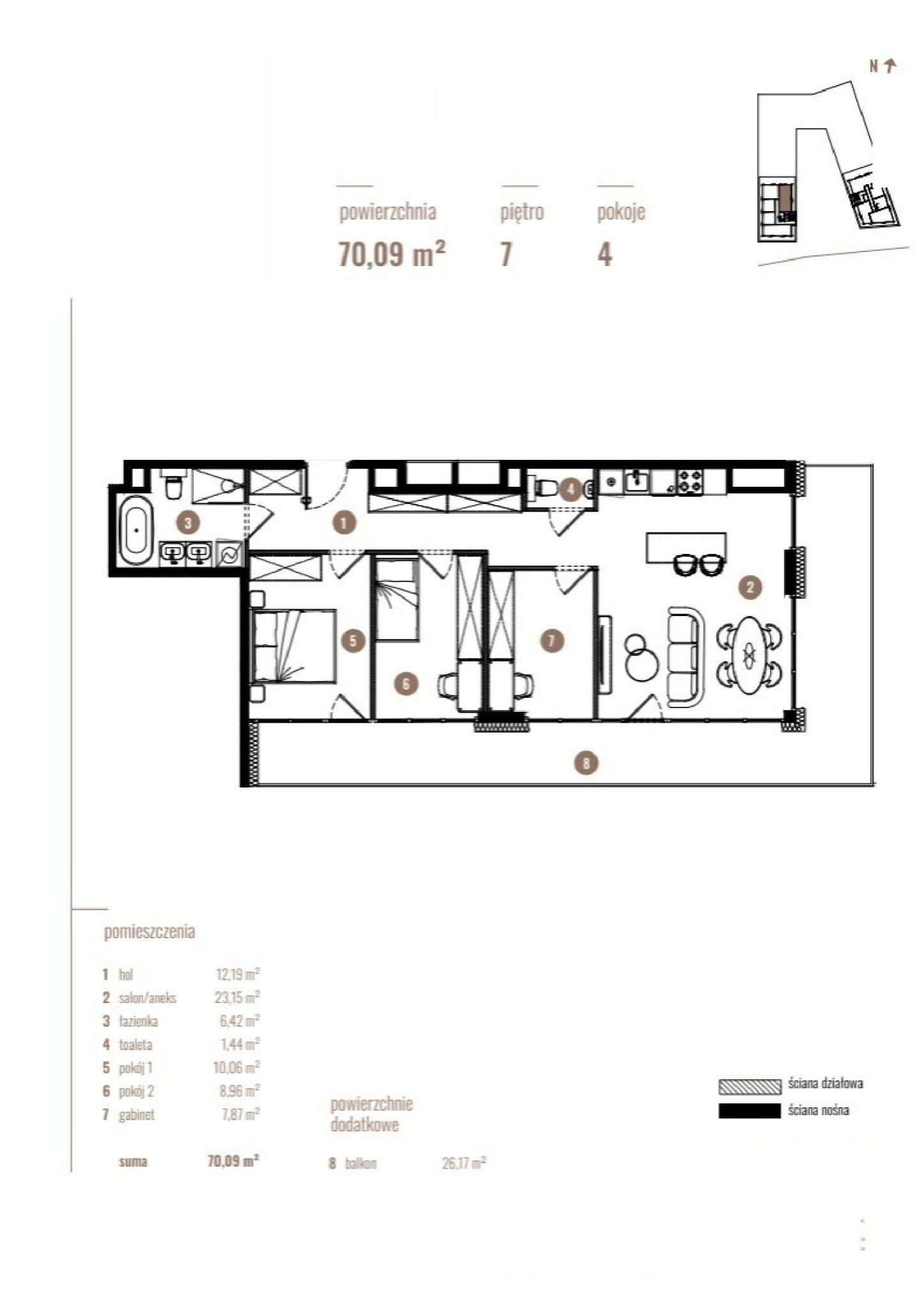 Mieszkanie 4-pokojowe 70.1m² - Apartamenty Reytana bud. C - Apartamenty Reytana bud. C