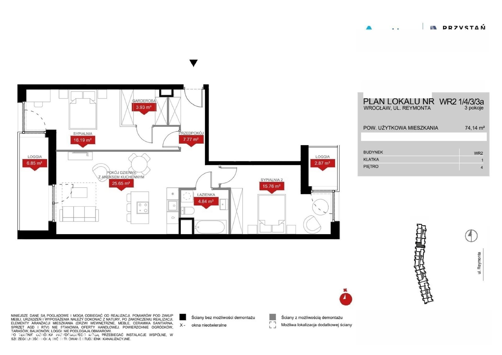 Mieszkanie 2-pokojowe 74.0m² - Przystań Reymonta bud. WR2 - Przystań Reymonta bud. WR2