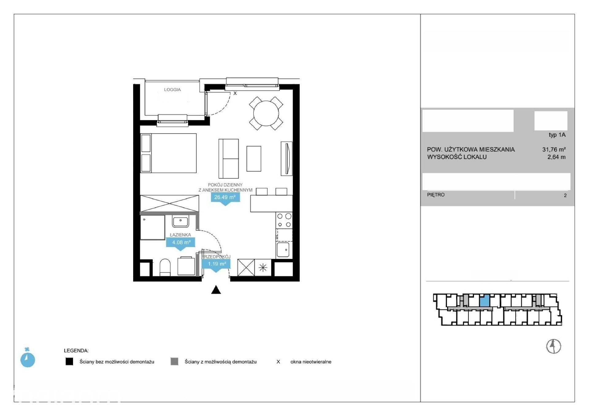 Mieszkanie 1-pokojowe 31.8m² - Flow etap IV bud B4 - Flow etap IV bud B4