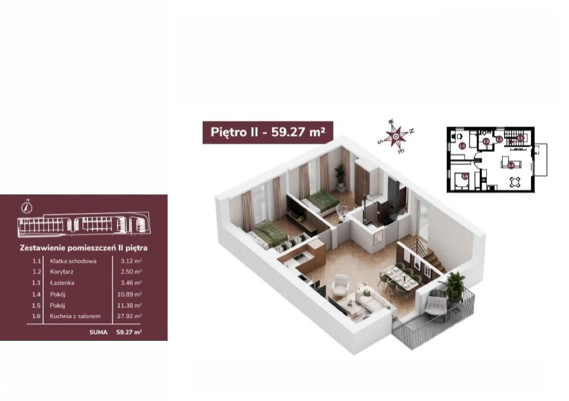 Mieszkanie 3-pokojowe 59.3m² - Rosa Hills - Rosa Hills