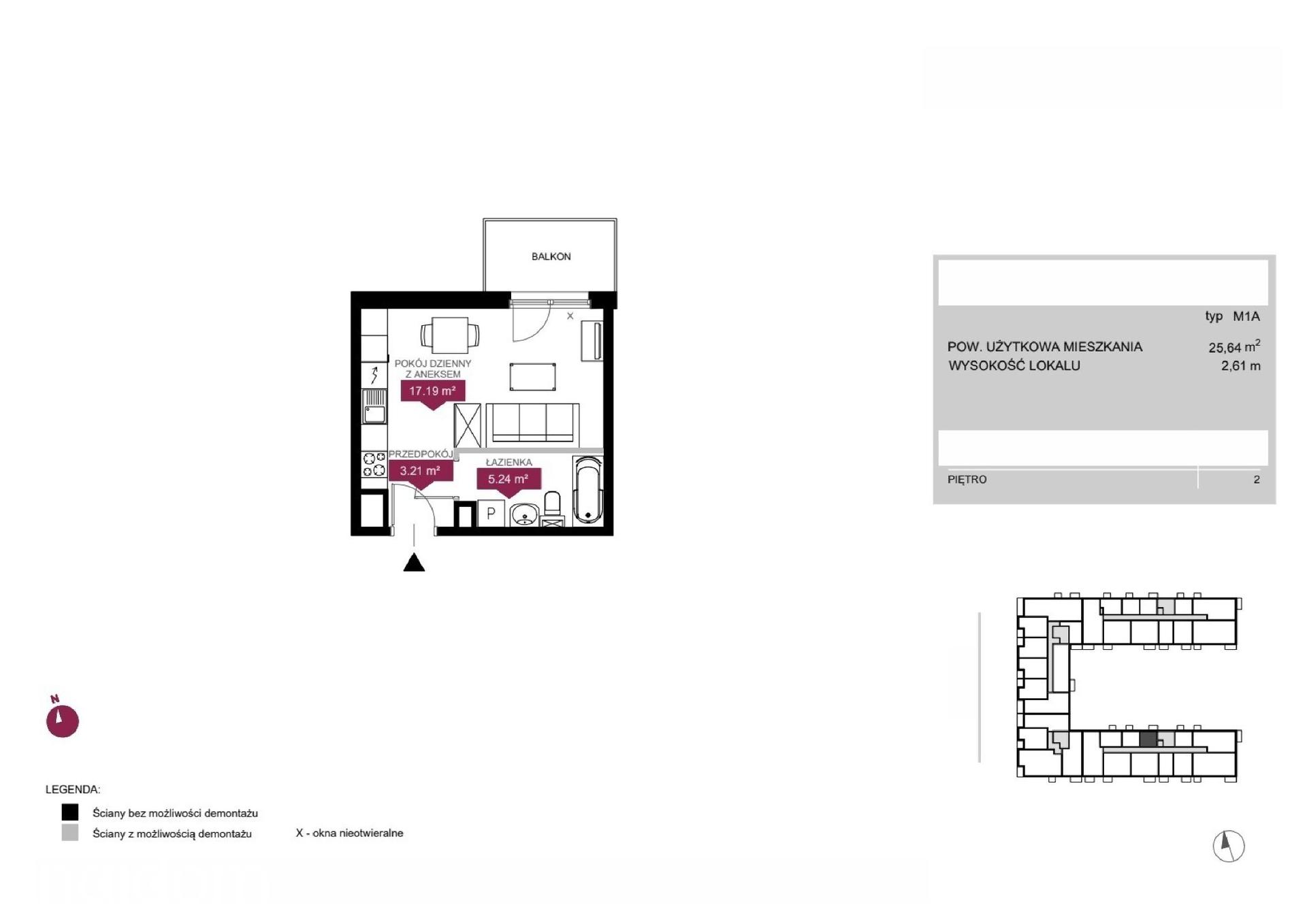 Mieszkanie 1-pokojowe 25.6m² - Wieża Jeżyce etap III - Wieża Jeżyce etap III