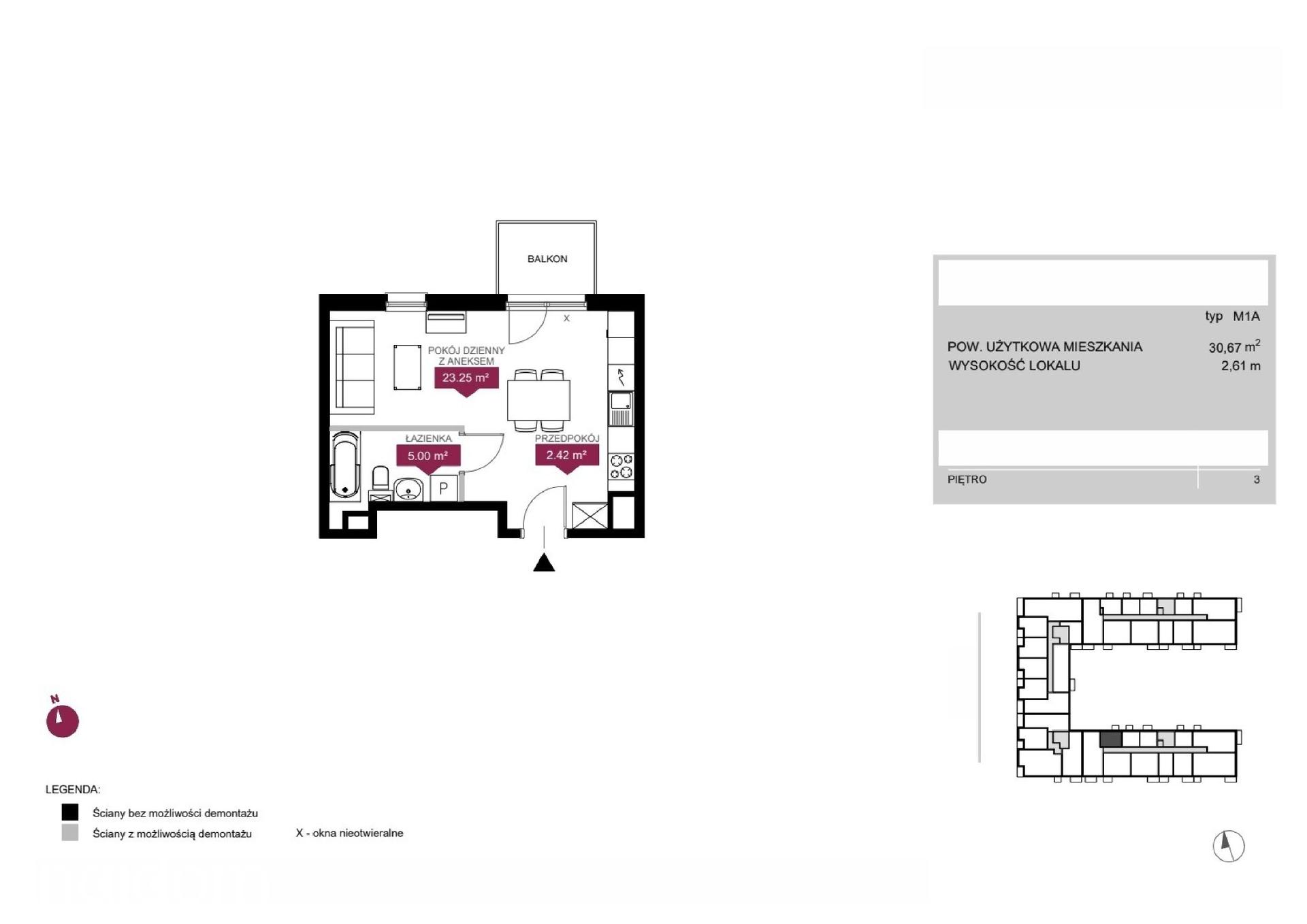 Mieszkanie 1-pokojowe 30.7m² - Wieża Jeżyce etap III - Wieża Jeżyce etap III