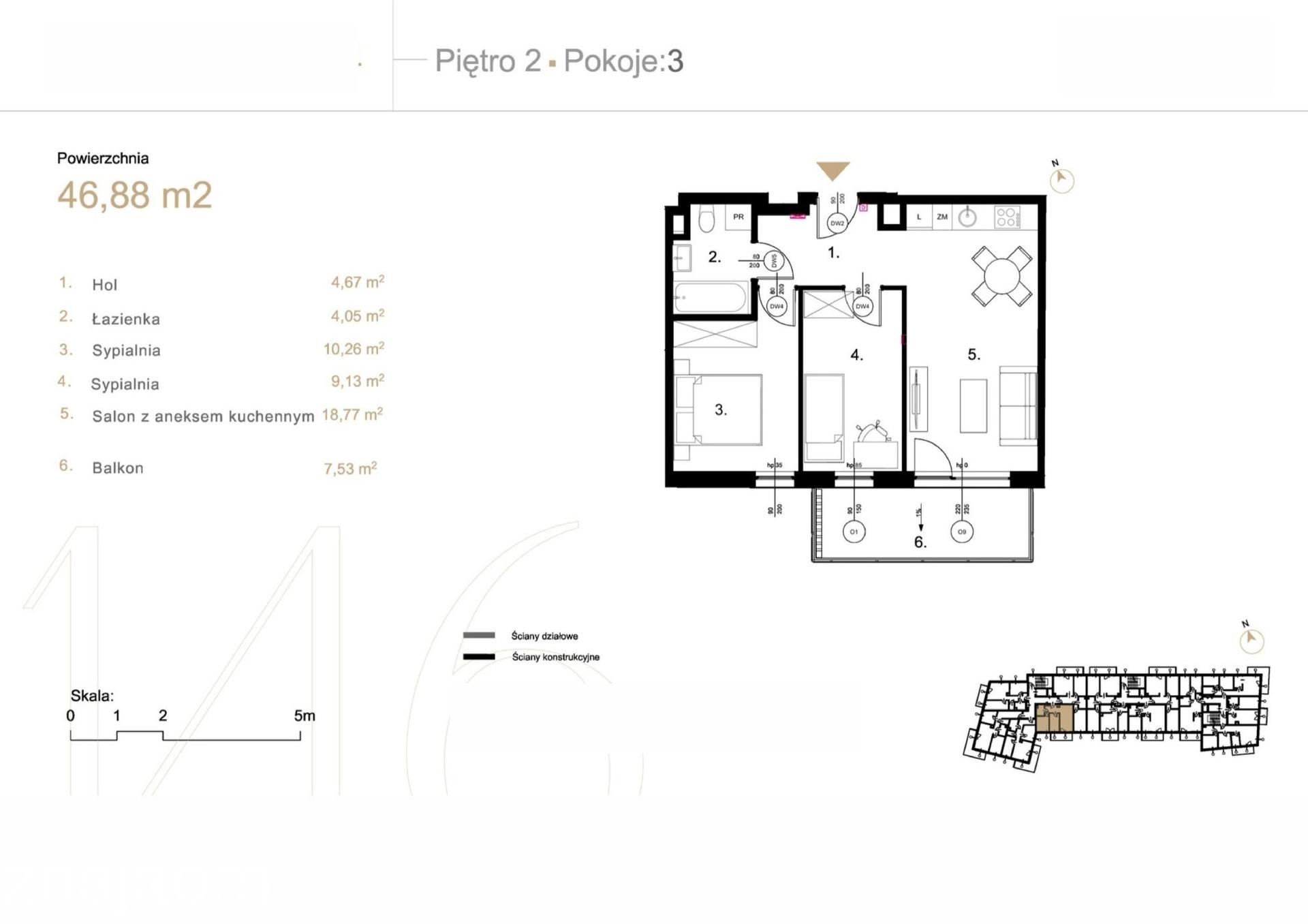 Mieszkanie 3-pokojowe 65.8m² - Korkowa 146 - Korkowa 146