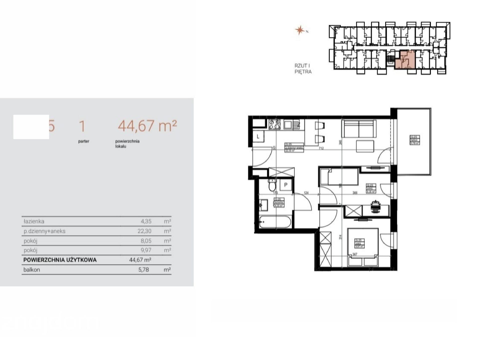 Mieszkanie 3-pokojowe 44.7m² - Nowe Flisy bud. G - Nowe Flisy bud. G