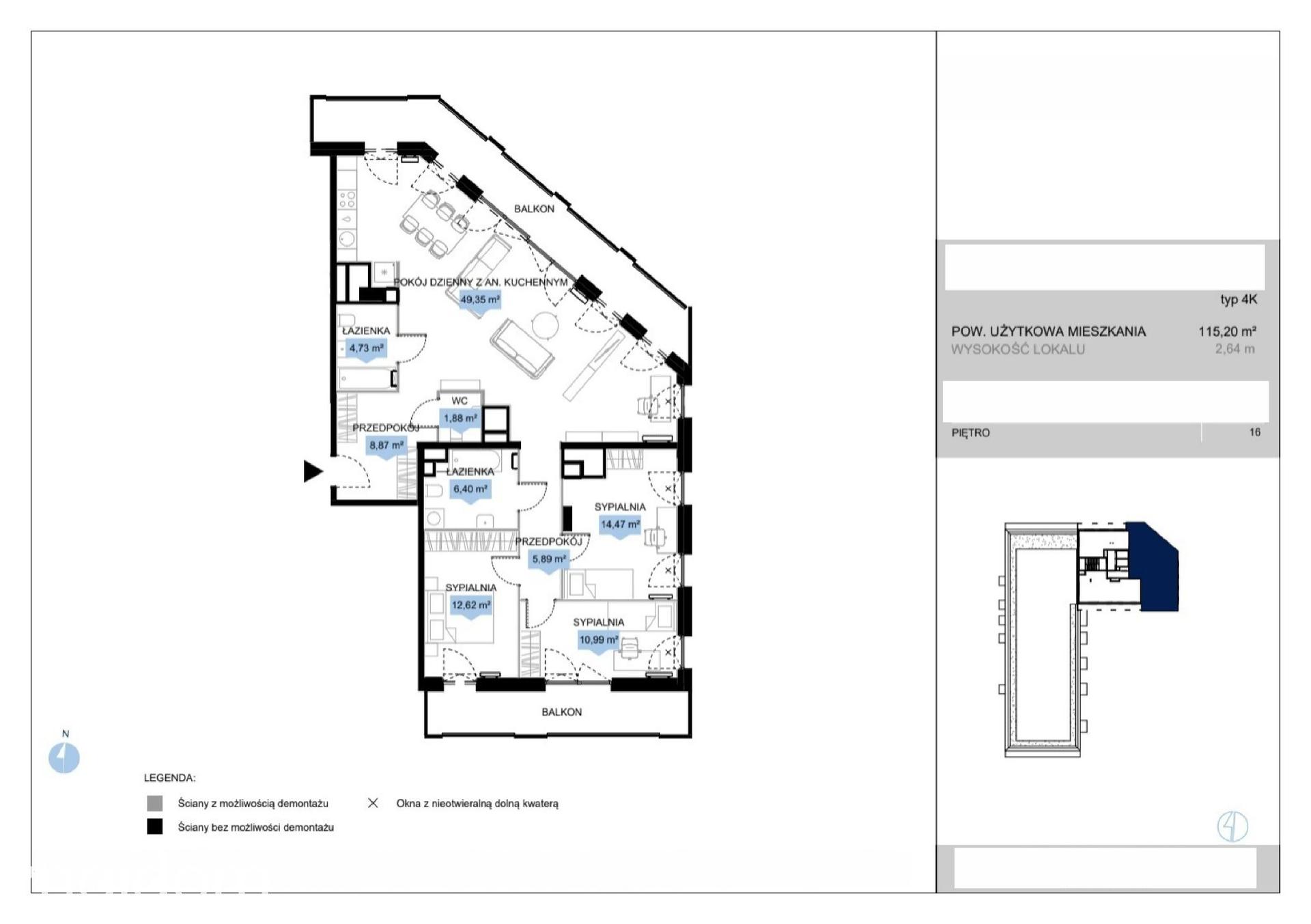 Mieszkanie 3-pokojowe 115.2m² - Bulwar Północny etap II - Bulwar Północny etap II