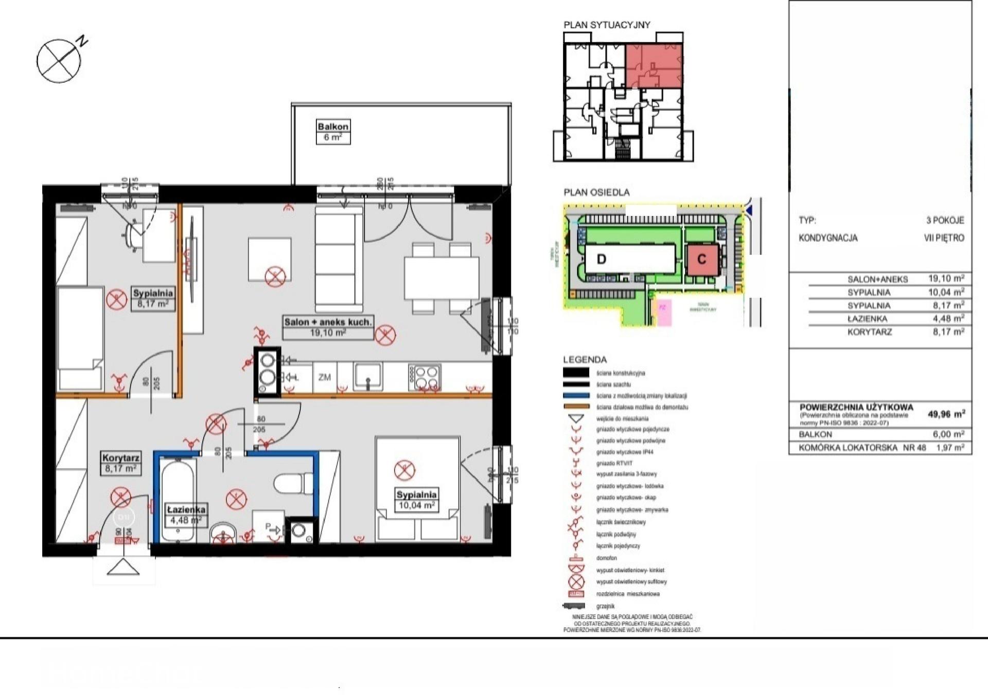 Mieszkanie 3-pokojowe 50.0m² - Osiedle Moderno - Osiedle Moderno