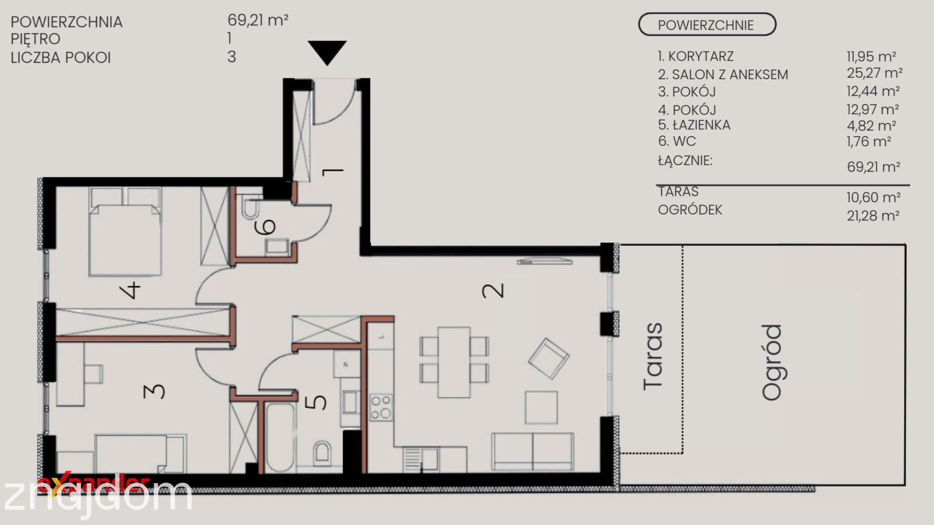 3‑pokojowe mieszkanie z tarasem i ogródkiem | 69 m² | I piętro - zdjęcie 8