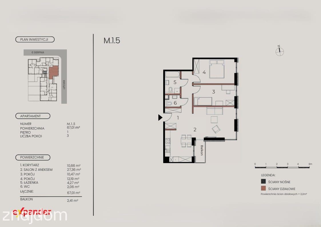 Na sprzedaż komfortowe 3-pokojowe mieszkanie z balkonem – 67,01 m² - zdjęcie 9
