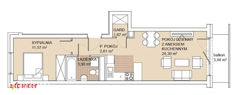 GOTOWE do odbioru 2 pokoje 44mkw / Balkon - zdjęcie 12