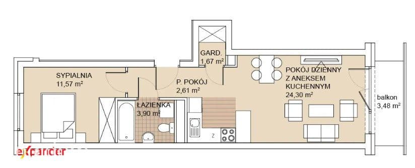 GOTOWE do odbioru 2 pokoje 44mkw / Balkon - zdjęcie 11