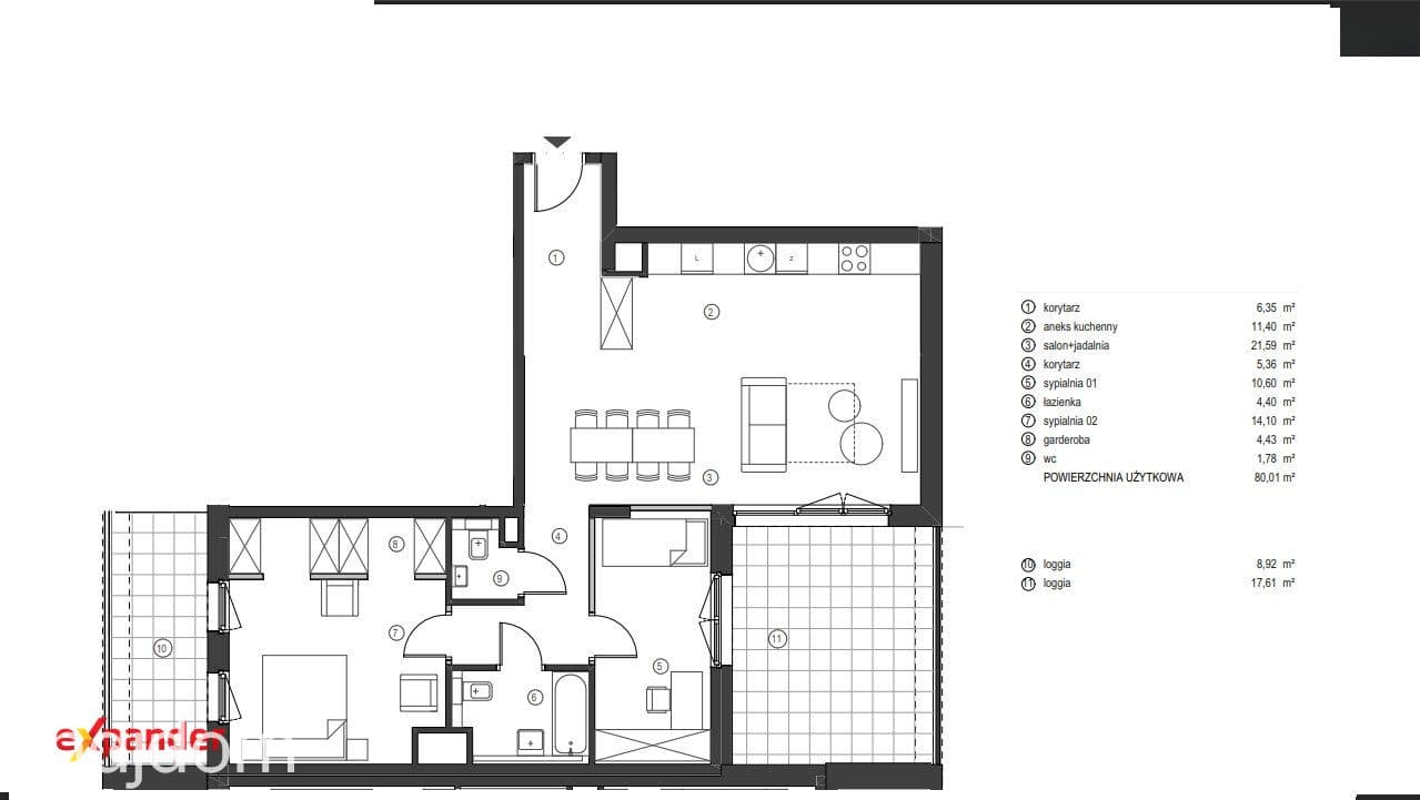 Ostatnie piętro | 2 duże loggie | Apartament 80 m² - zdjęcie 11