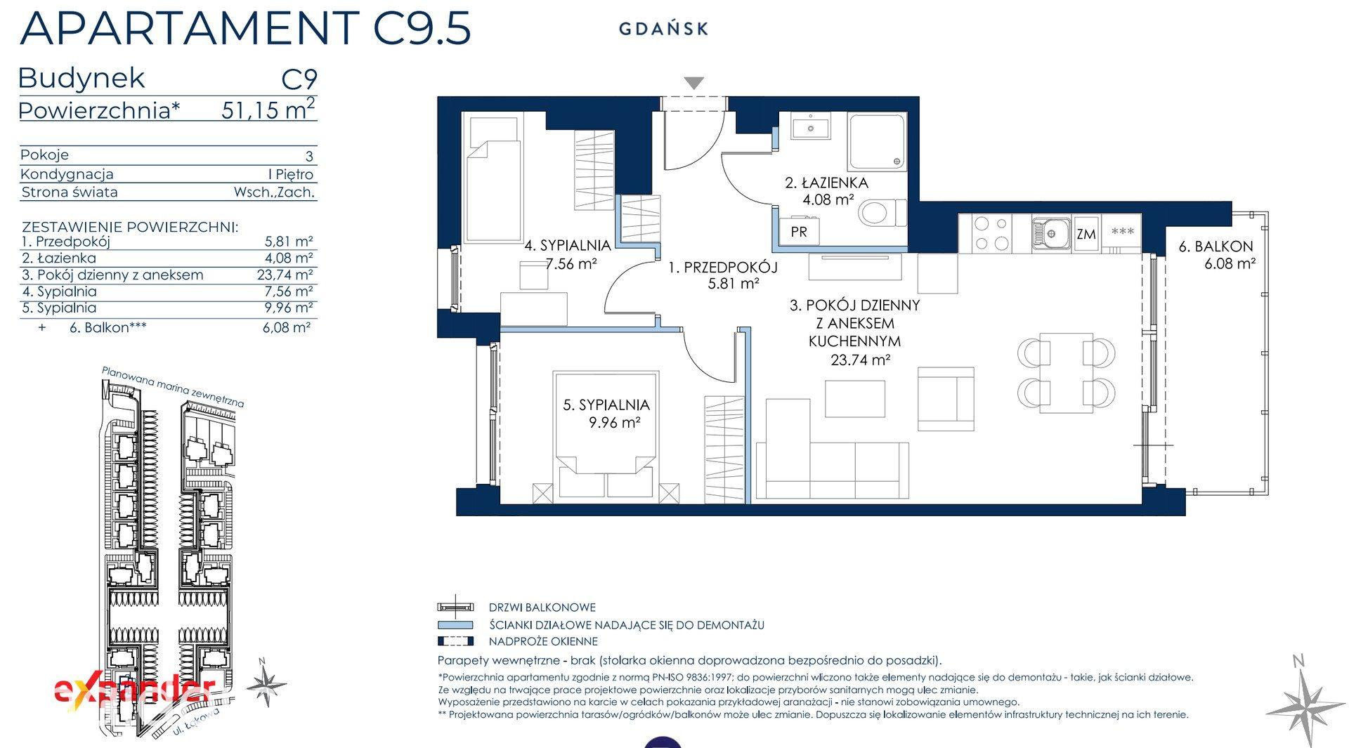 Luksusowy apartament z balkonem, miejsce na jacht, MARINA - zdjęcie 12