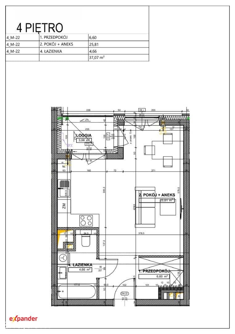 Atrakcyjna kawalerka 37.06 m2 blisko Skytower Krzyki - zdjęcie 7