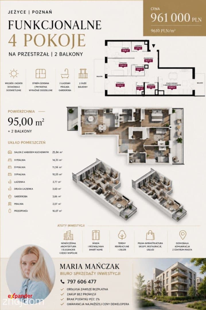 91 m² | 2 łazienki | Garderoba | Nowe Jeżyce - zdjęcie 13