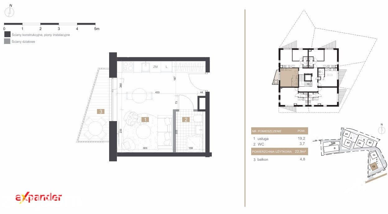 Przytulna kawalerka, Balkon, Nowe budownictwo - zdjęcie 5