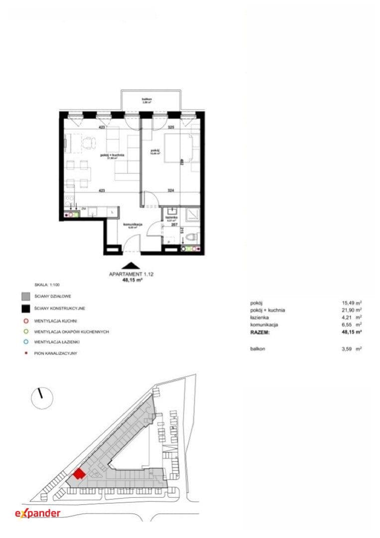 Apartament inwestycyjny 2-pokoje 48,22 m2 Ołtaszyn - zdjęcie 5