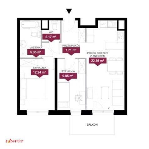 3-pokoje - Południe- osobne wc - Balkon - zdjęcie 3