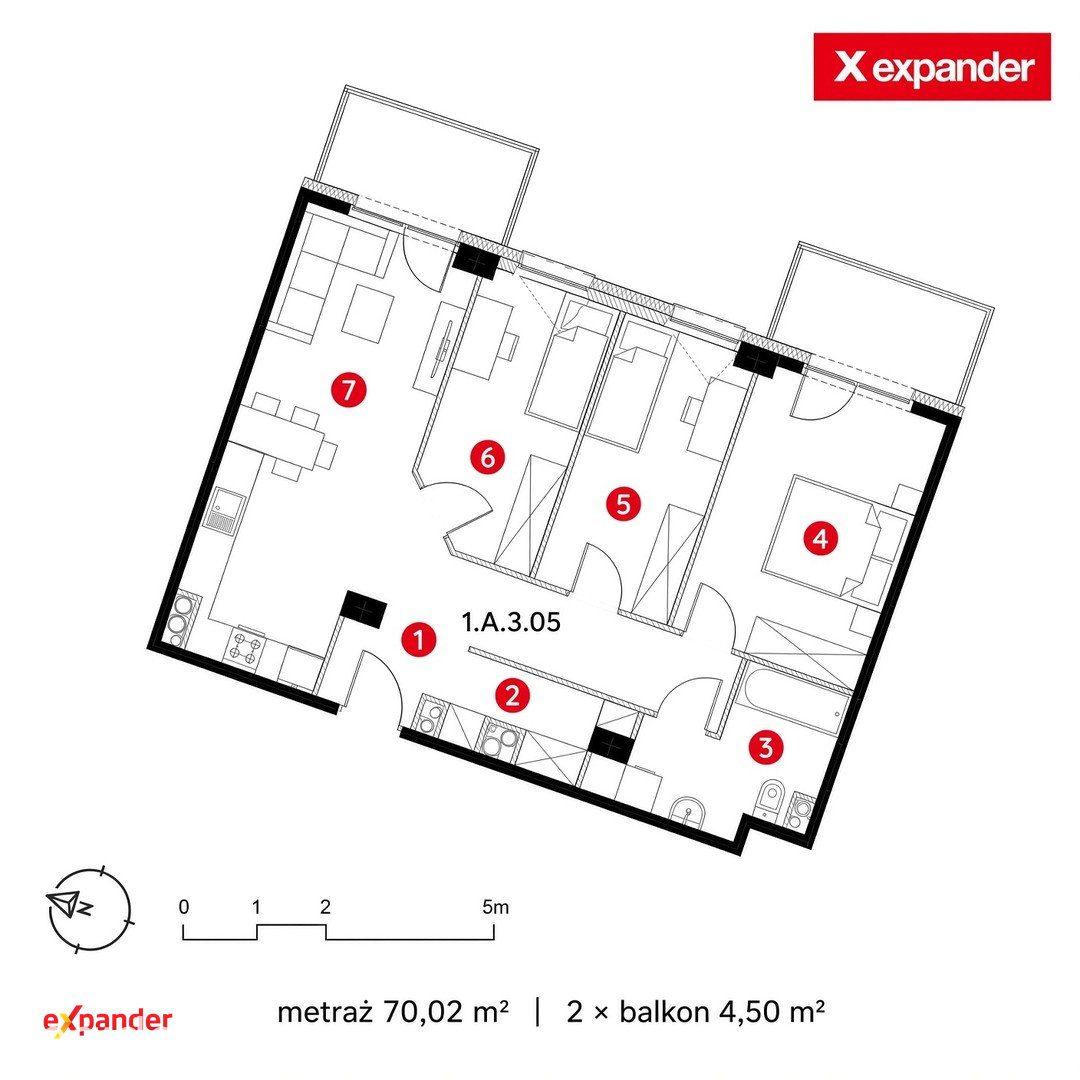 Gotowe 4-pokojowe 70 m² + 2 balkony, 3. piętro - zdjęcie 7