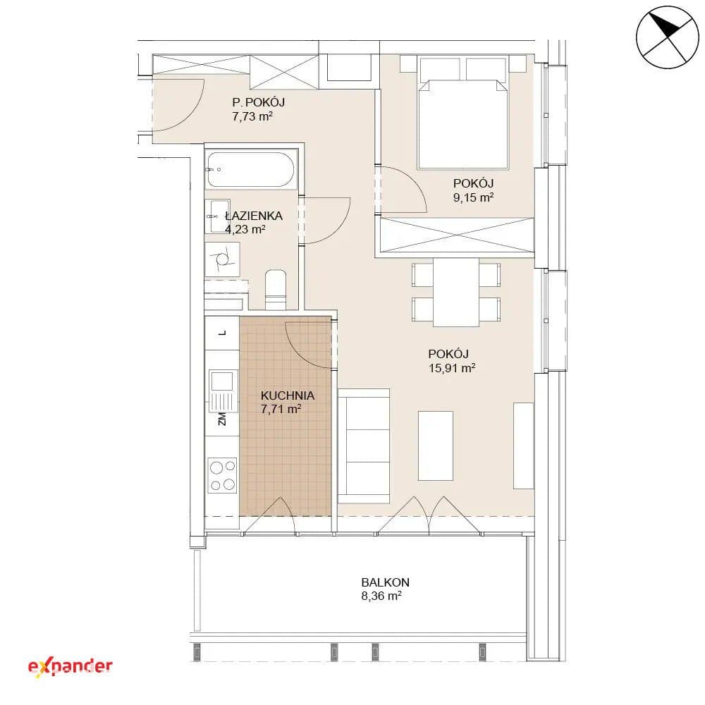 Nowy Apartament 2-pokoje 44,7 m2 Stare miasto - zdjęcie 9