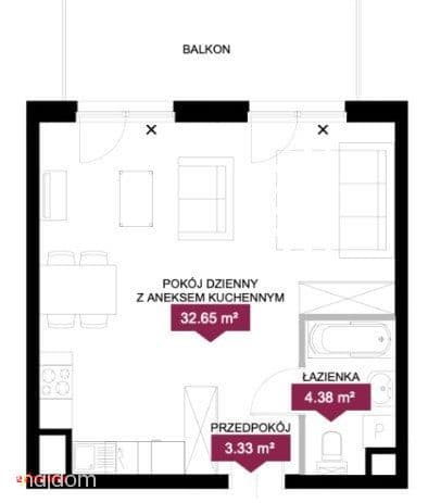 Funkcjonalne mieszkanie z możliwością podziału z dużym balkonem - zdjęcie 20