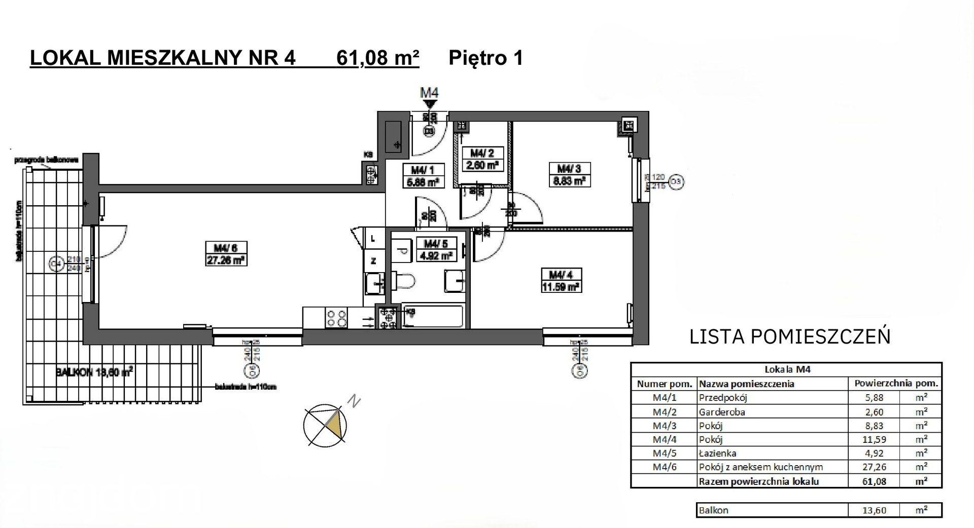 3-pok mieszkanie z dużym balkonem | 61,08 m² | Kameralna inwestycja - zdjęcie 12