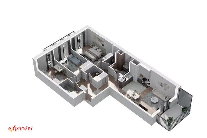 91 m² | 4 pokoje | 2 balkony | 2 łazienki | - zdjęcie 14