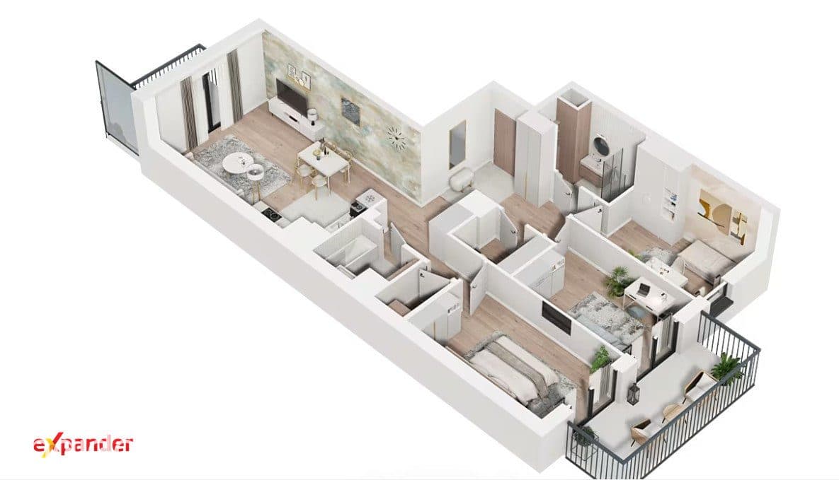 91 m² | 4 pokoje | 2 balkony | 2 łazienki | - zdjęcie 15