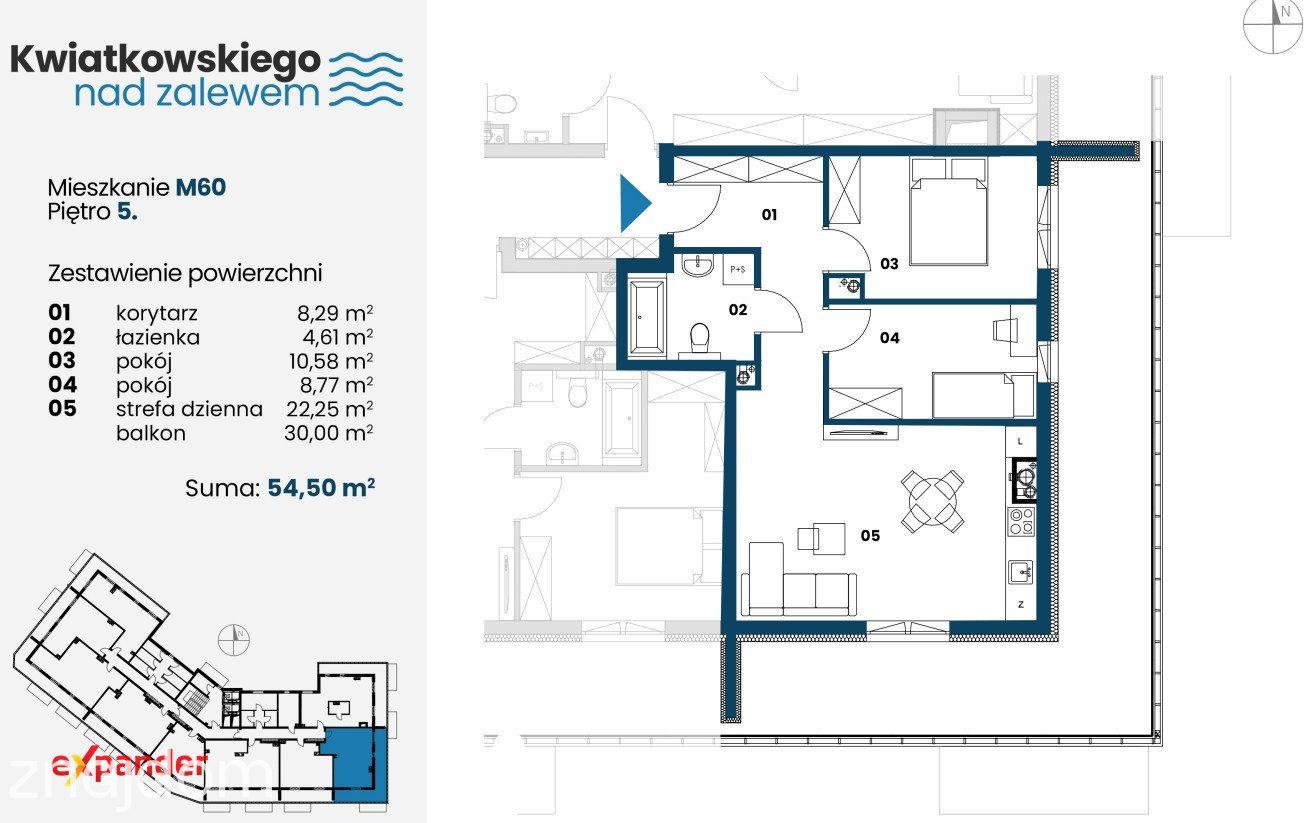 3 Pokoje 54,5 m2 i balkon 30m2 - zdjęcie 6