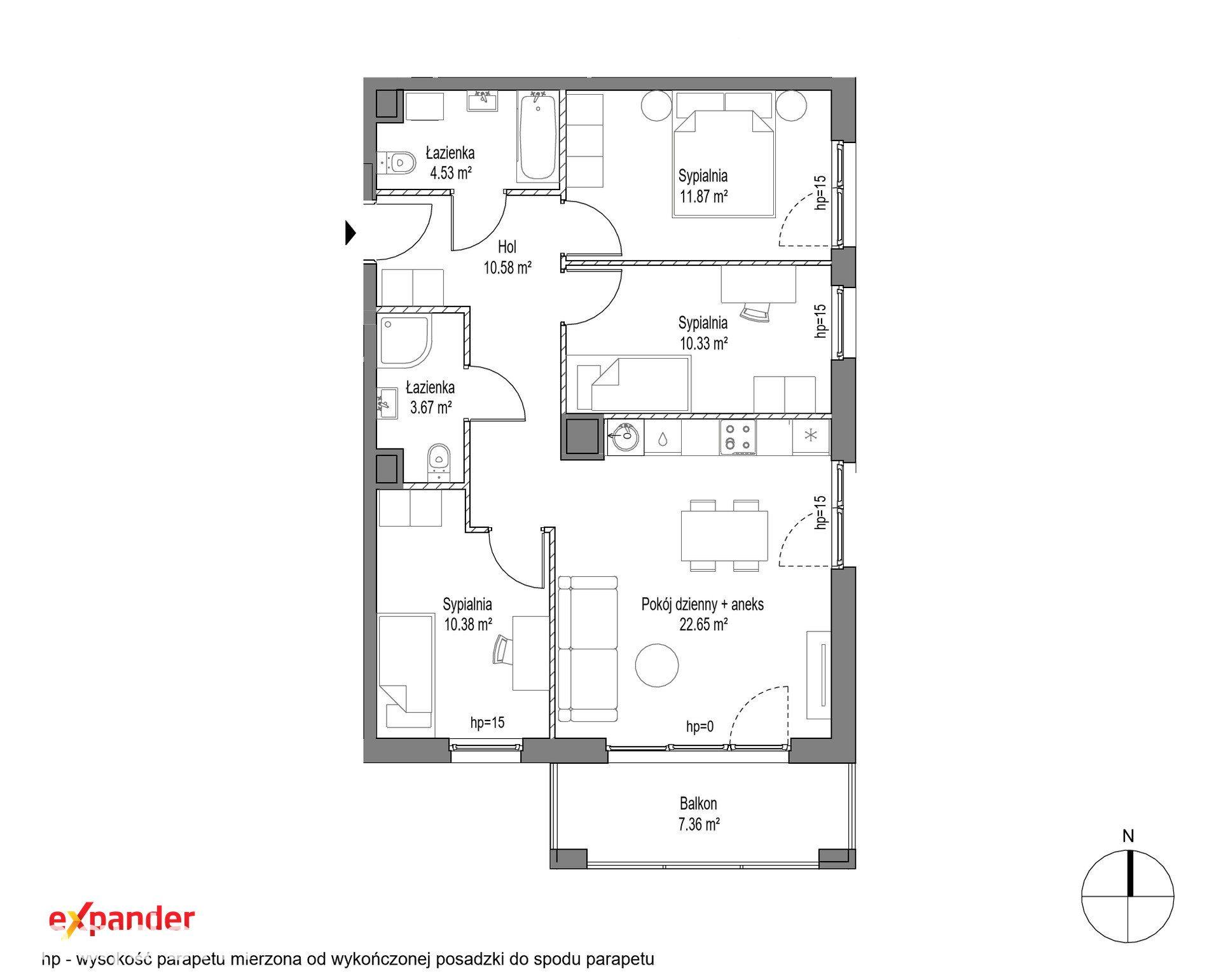 Przestronne 4 pokoje | 74,01 m² | Oddane do użytku | Balkon 7,36 m² - zdjęcie 6