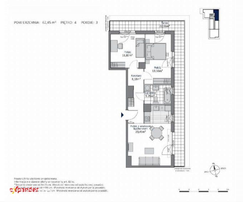3 pokoje | 62,45 m² | balkon | Gdańsk Morena | IV kwartał 2027 - zdjęcie 5