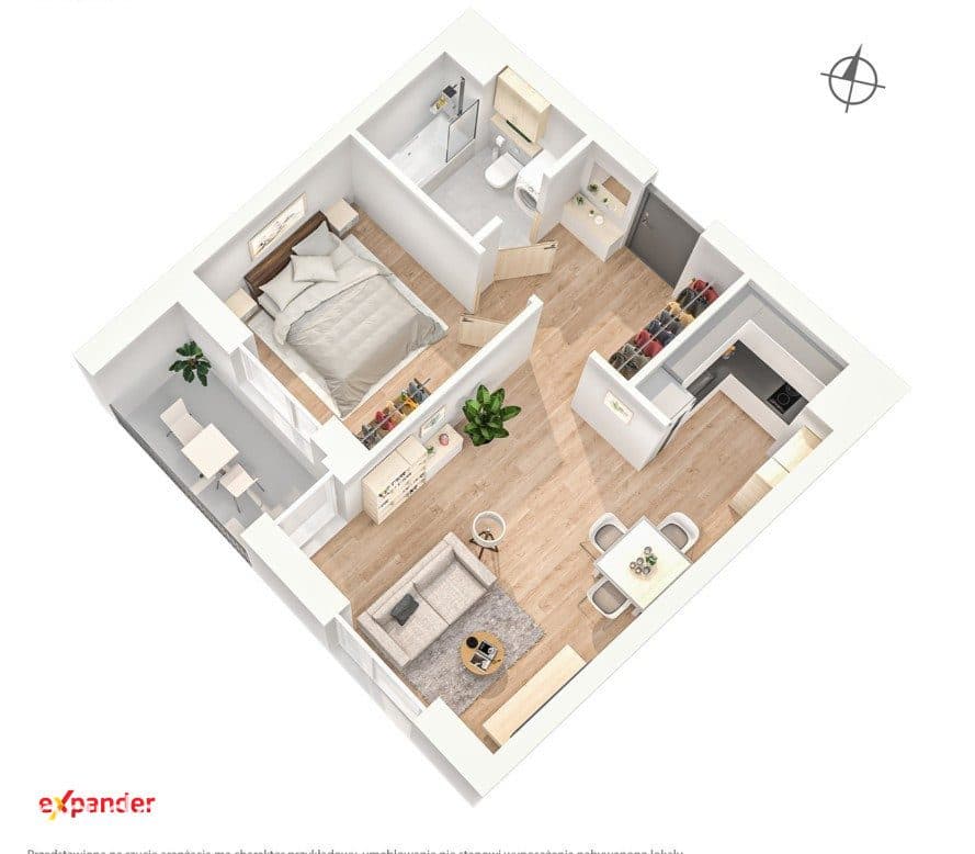Apartament 2 pokojowy, przy Sky Tower
