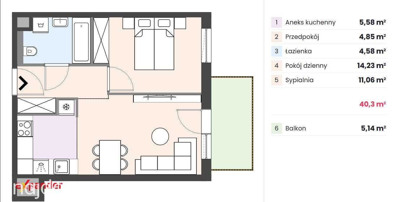 2 pokoje 40 m2 | Nowe mieszkanie | Mirabelki 5 - zdjęcie 5