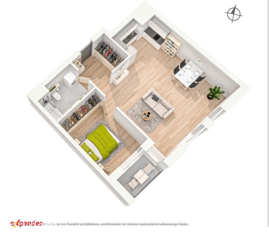 Atrakcyjny apartament 2 lub 3 pokojowy 54,47 m2 blisko Skytower Centrum - zdjęcie 5