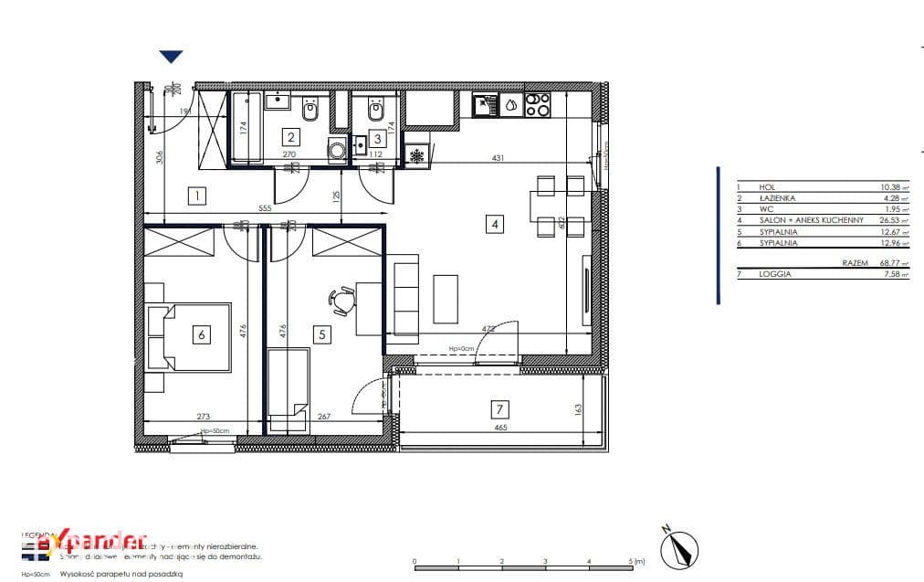 69 m² | 3 pokoje | Duża loggia | Gotowe - zdjęcie 14