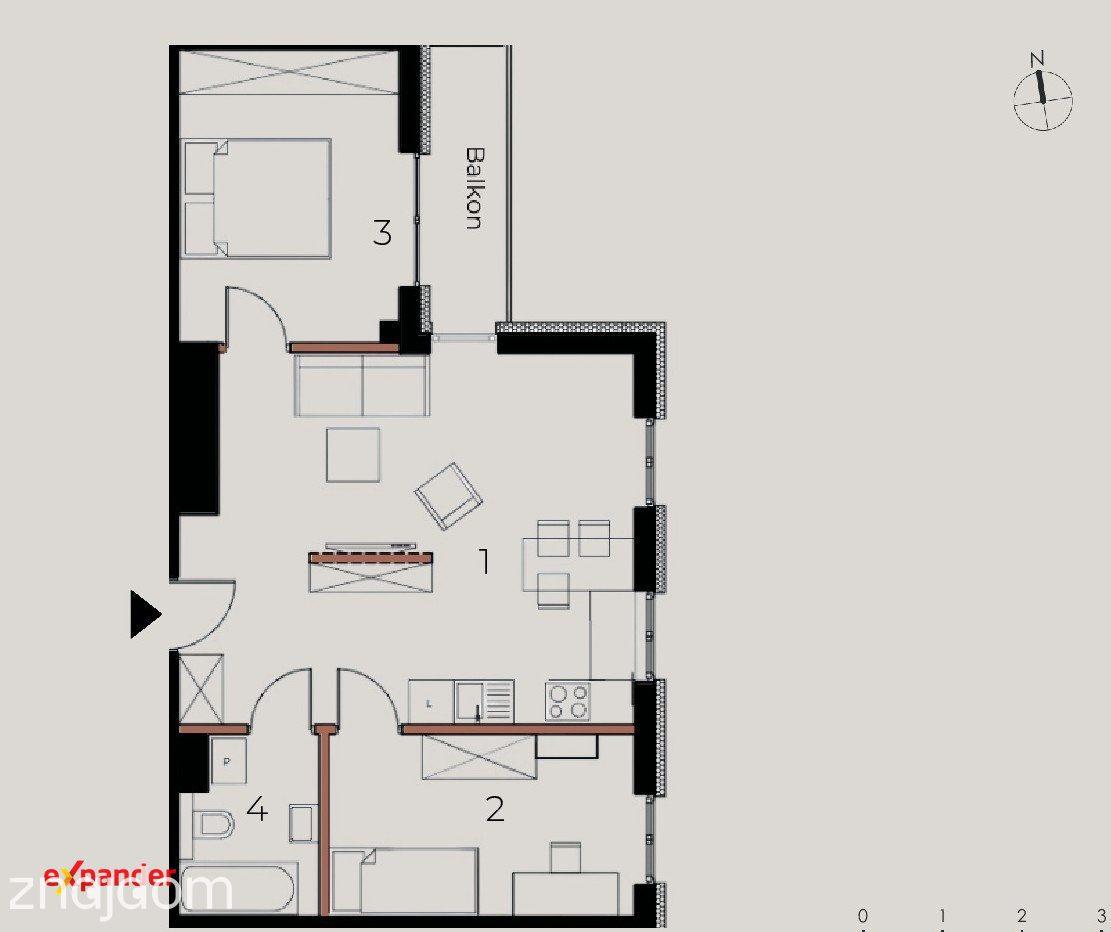Nowe! gotowe 3-pokojowe Mieszkanie  54,39 m2 z balkonem - zdjęcie 6