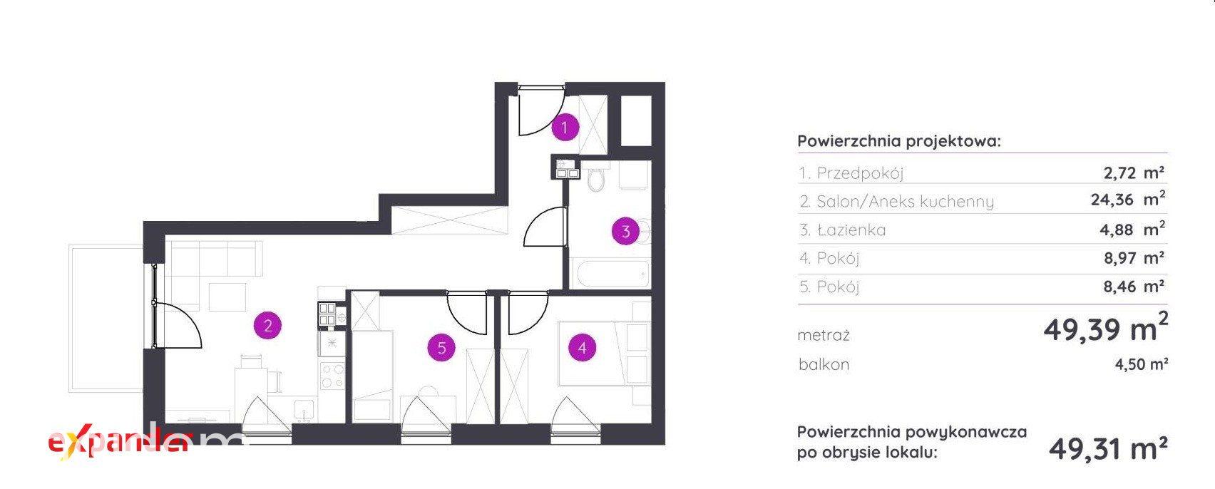 Nowe 3 pokoje | 49,31 m² | balkon | 2 piętro | Polesie | bez PCC i prowizji - zdjęcie 6