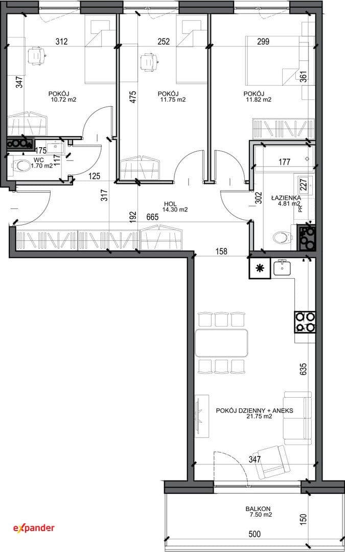 NOWA INWESTYCJA! 4 pokoje + balkon; 76,85 m2 os. Mokre - zdjęcie 12