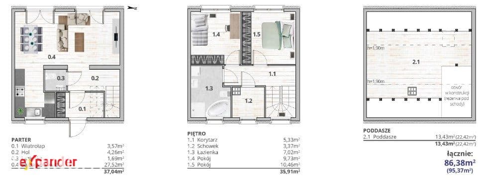 Dom 86 m² z ogródkiem i 2 miejscami postojowymi - zdjęcie 24