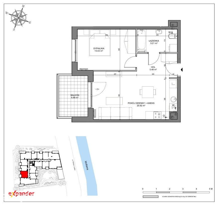 Apartament 45,05 m² nad Motławą | Balkon | Blisko Starego Miasta - zdjęcie 6