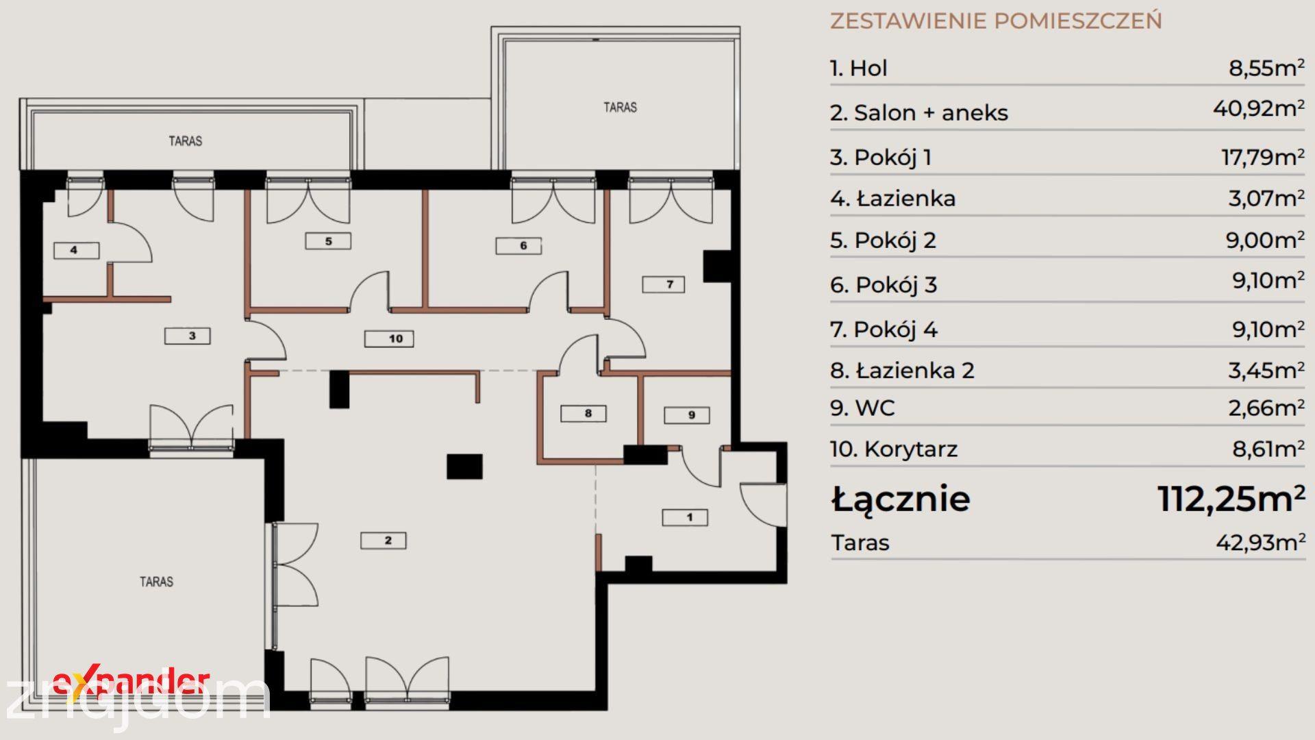 112 m² | 5 pokoi | Dwa tarasy i balkon | Bez PCC, bez prowizji - zdjęcie 13