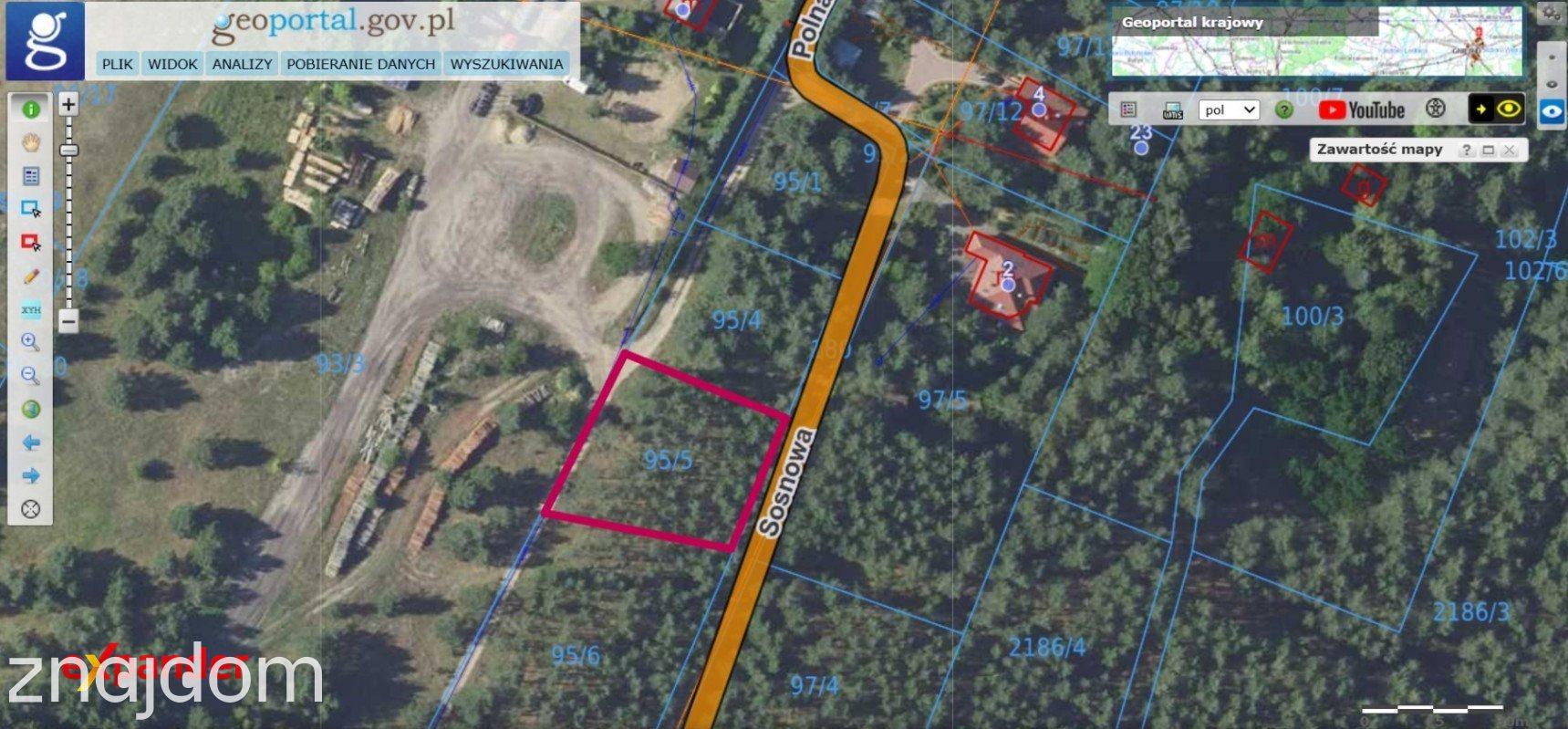 Sąsieczno działka budowlana z WZ 1353m2 ściana lasu