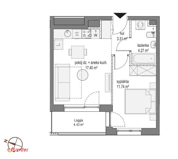 2-pokojowe 37 m² z loggią na 1. piętrze | ul. Stępkarska, blisko Motławy - zdjęcie 15