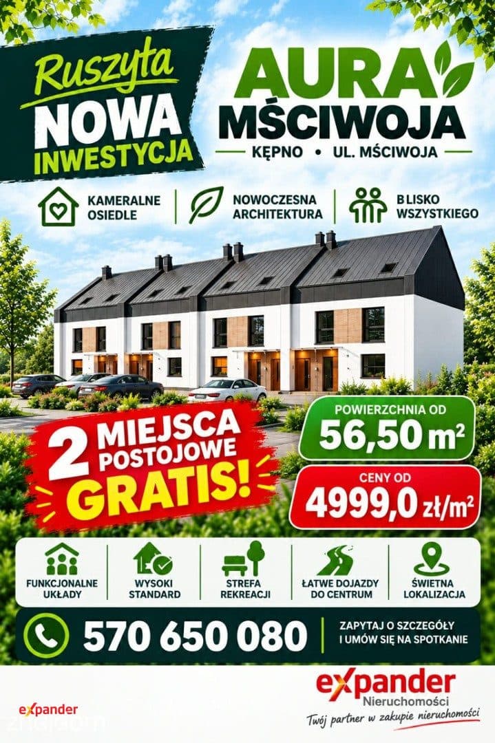 Nowa Inwestycja - Kepno, Mściwoja- mieszkanie 56,50m2 z ogródkiem